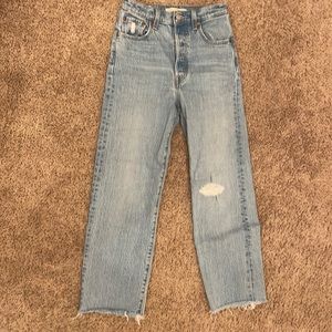 Levi’s Ribcage straight destressed jeans
